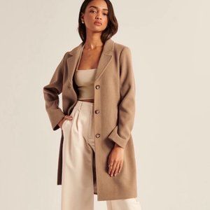 Abercrombie & Fitch Dad Coat Light Brown Tan Camel Medium Petite MP